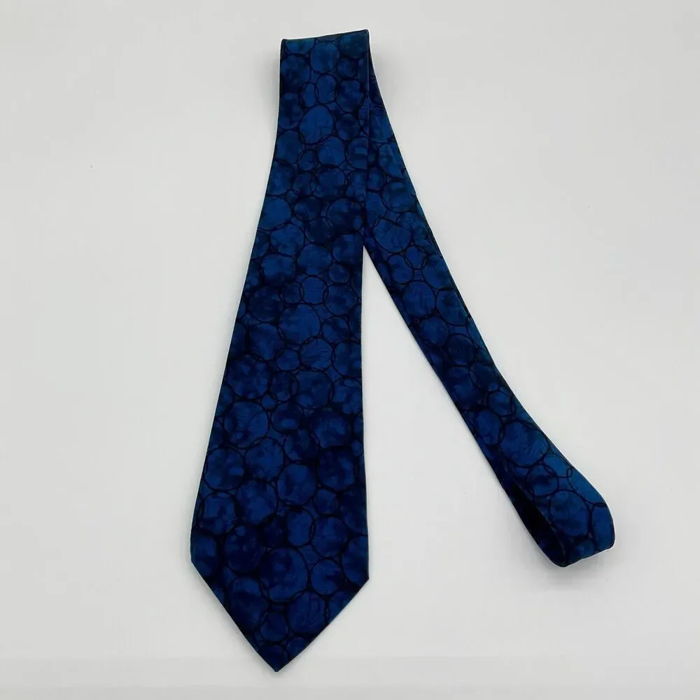 Valentino Cravatte Neck‎ Tie Mens Blue Black Patterned Silk Made in Italy